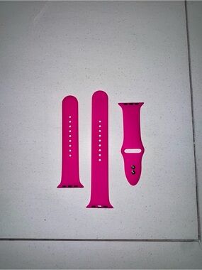 Bright Pink Silicone 3-Piece Apple Watch band. Fits size 42mm/44mm/45mm